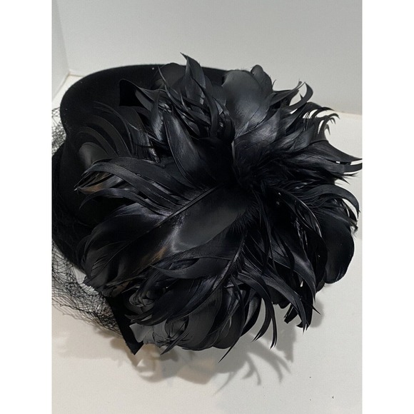 boston store milwaukee elegant hats womens black with flower of feathers on top main image 6